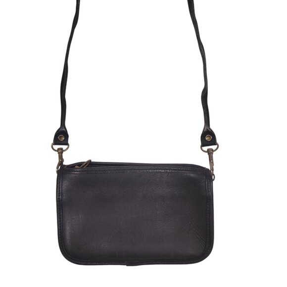 Vintage 80s/90s Leather COACH Basic Black Small Crossbody Purse 8x5 inches - Picture 7 of 8